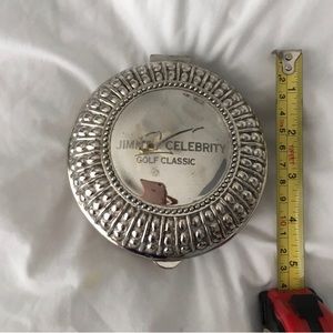 2002 Jimmy V golf classic charity silver round engraved jewelry/trinket box